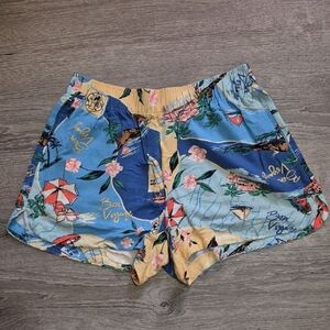 Old Navy Blue and Yellow Graphic Women's Athletic Shorts